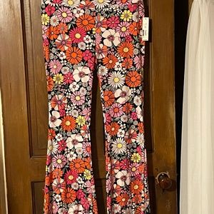 COPY - No Boundaries  juniors XXL pink/orange floral flare pants.